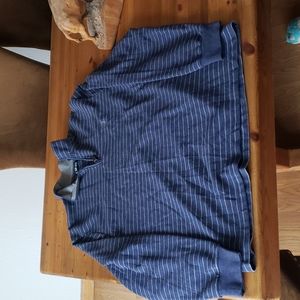 Chaps XL Polo L/S Heavy Quality Brushed Cotton Blue/gray Stripes Like New!